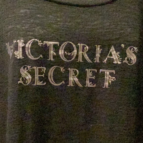 Victoria's Secret Shiny Silver Logo sheer burnout long sleeve T-shirt Tee Top - Picture 2 of 7
